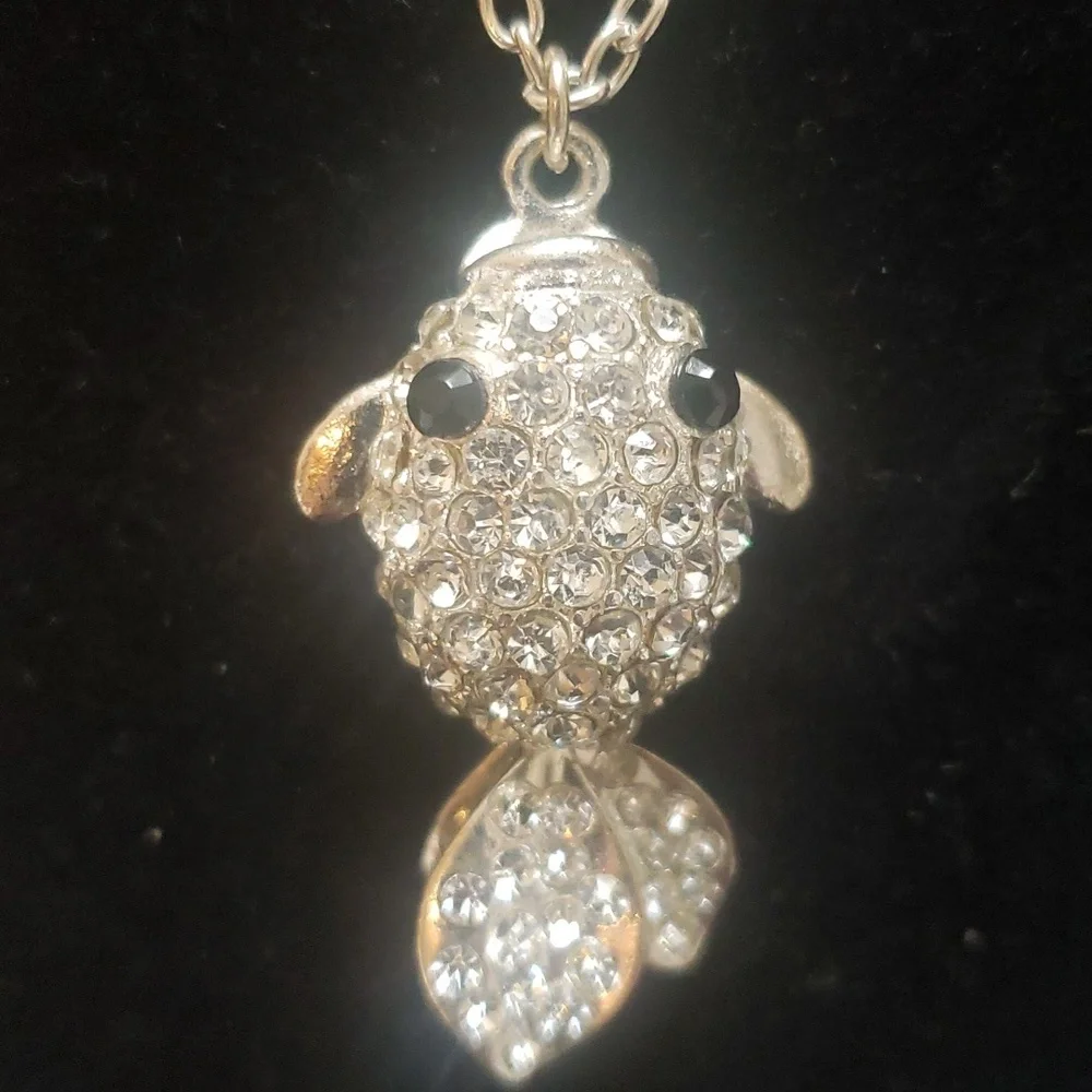 CLAIRE'S Silver CZ Fish Pendant.